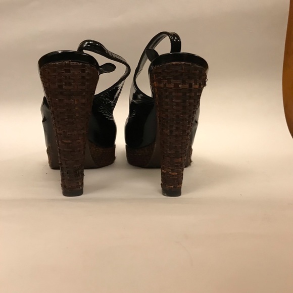 Stuart Weitzman Blk Patent Platform High Heels 9 M - Picture 5 of 7